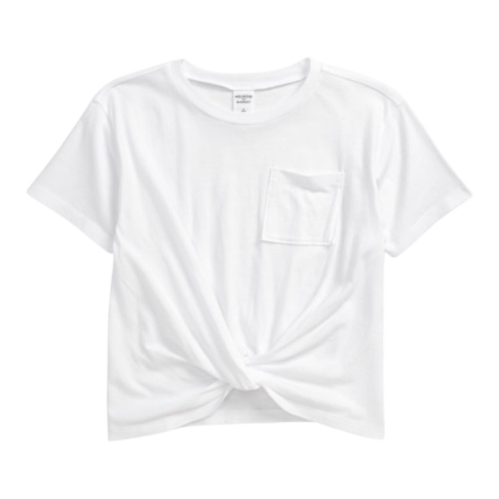 NWT Melrose And Market White Twist Front Crop Tee Kids Size Large (10/12)